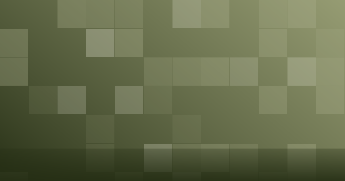 Composição gráfica em tons de verde-oliva com blocos em grade, representando o percurso interno de uma loja